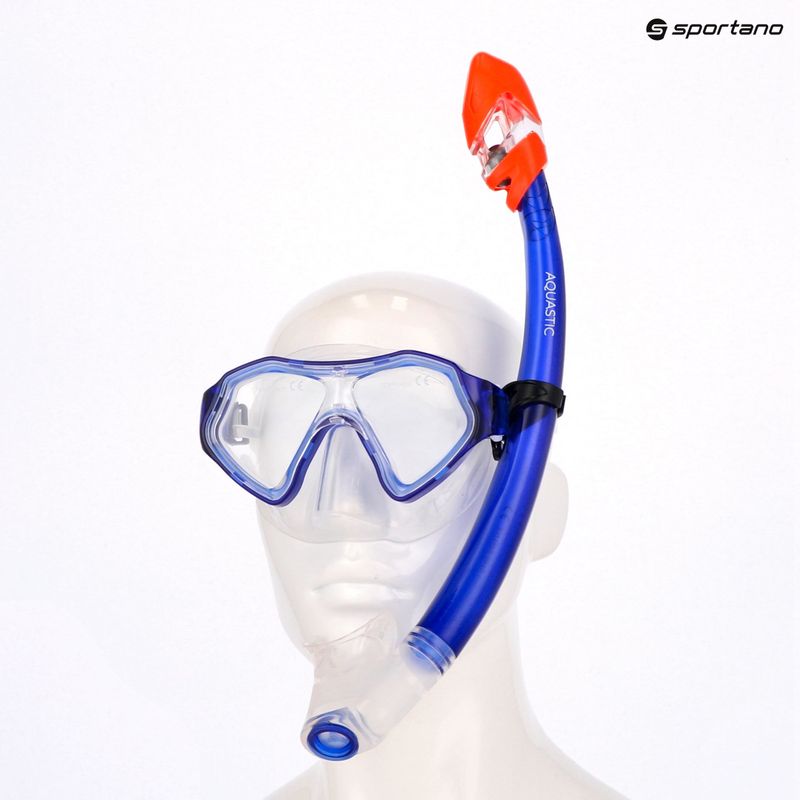Set de snorkeling pentru copii AQUASTIC Shelly mască + tub albastru închis 12