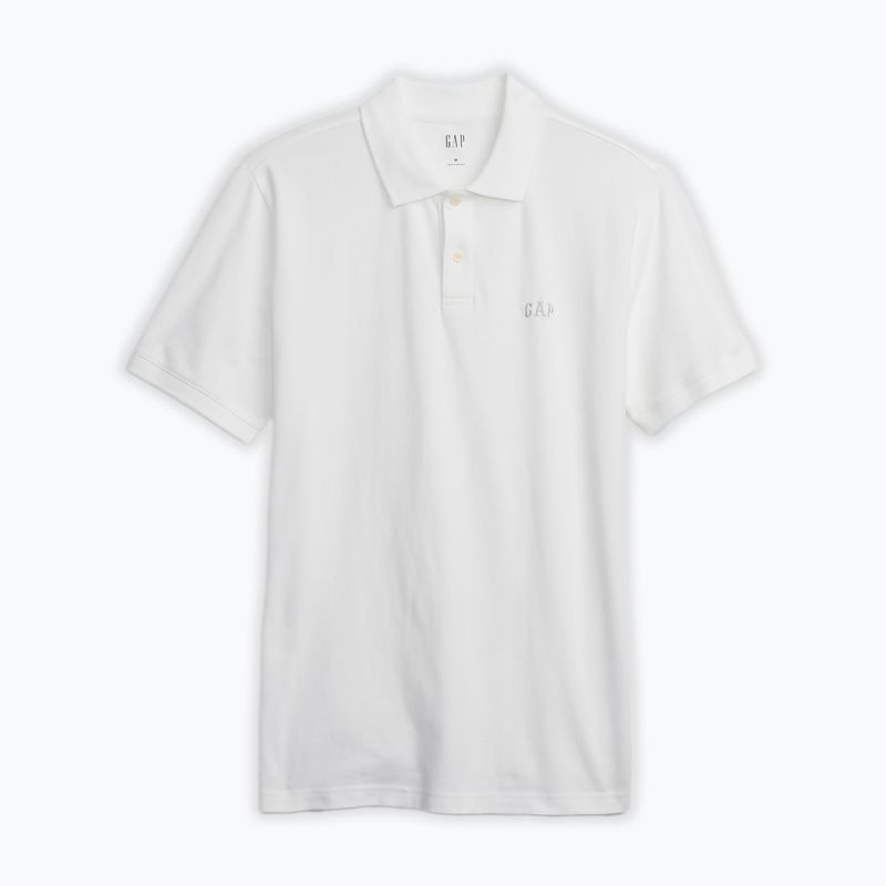 Tricou polo pentru bărbați GAP Logo Pique optic white