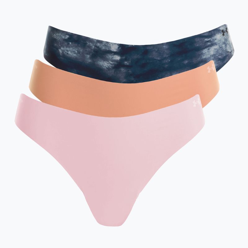 Tanga pentru femei Under Armour Pure Stretch Ns Thong 3 pary canyon pink/black