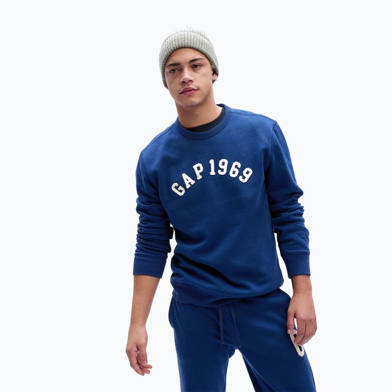 Hanorac pentru bărbați GAP 1969 Logo Crewneck pangea blue