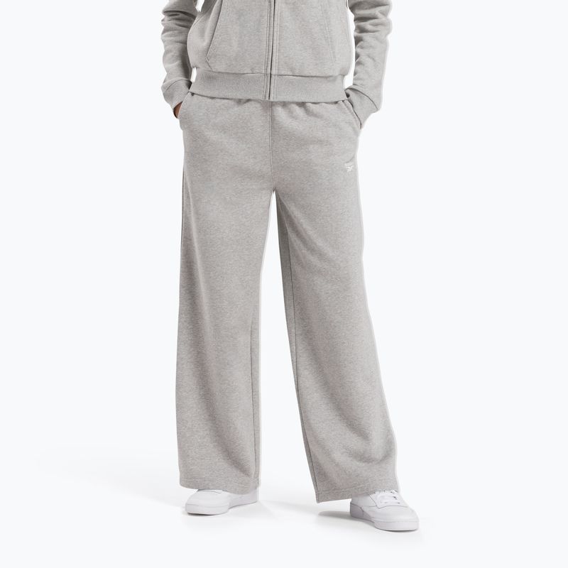 Pantaloni pentru femei Reebok Identity Small Logo Fleece WIde Leg medium grey heather
