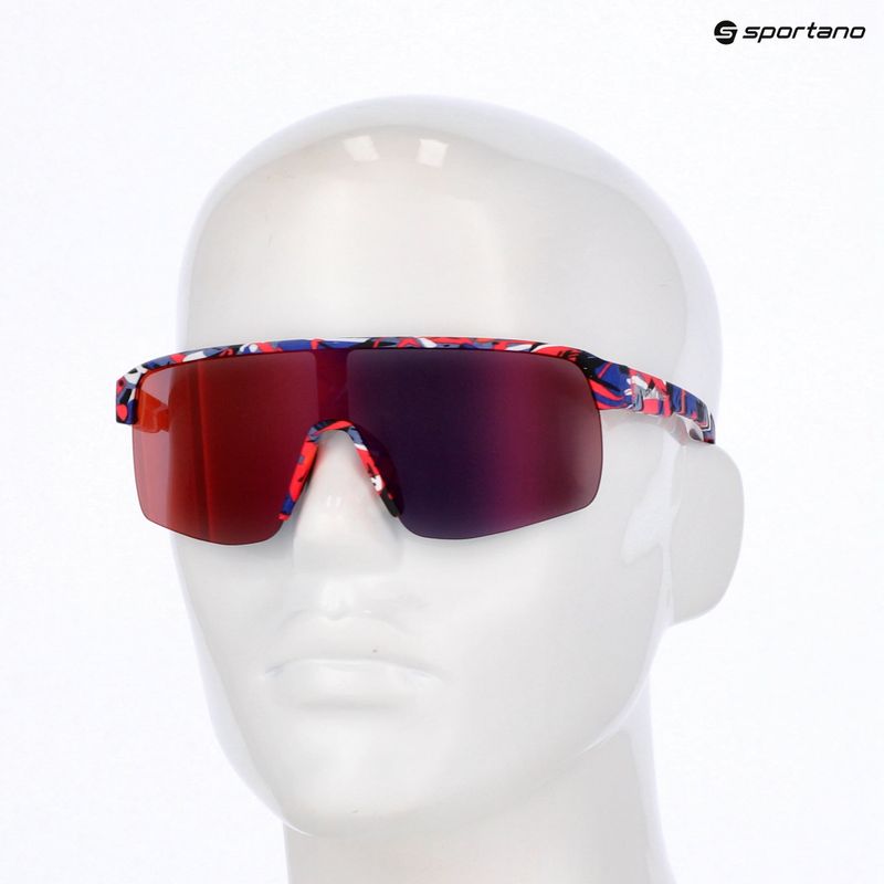 Ochelari de soare Red Bull SPECT Dakota matt blue-burgundy pattern/smoke red-purple mirror 7