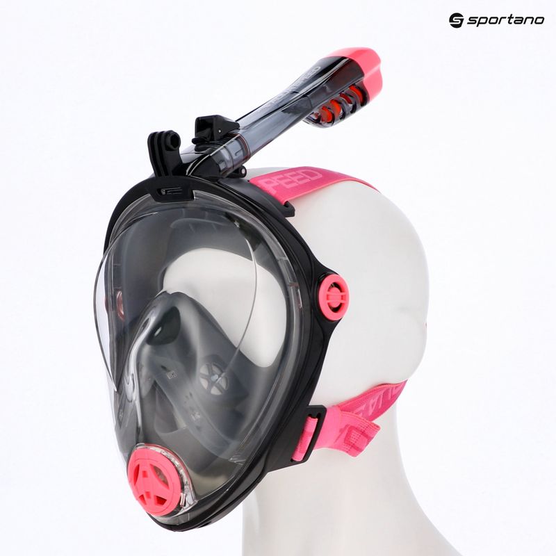 Mască facială completă de snorkeling AQUA-SPEED Spectra 2.0 neagră/roz 7