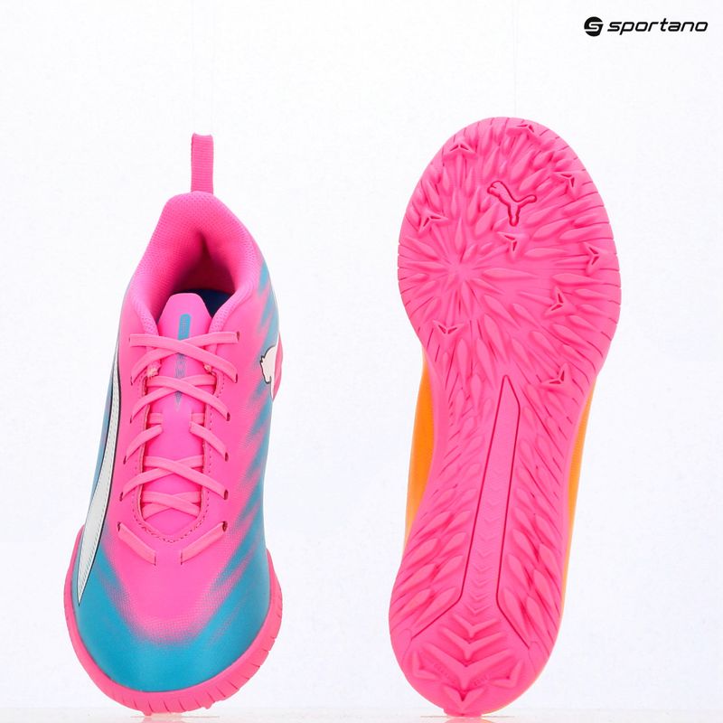 Încălțăminte de fotbal pentru copii PUMA Ultra 6 Play TT Jr poison pink/puma white/sun stream/bright aqua/puma black 16