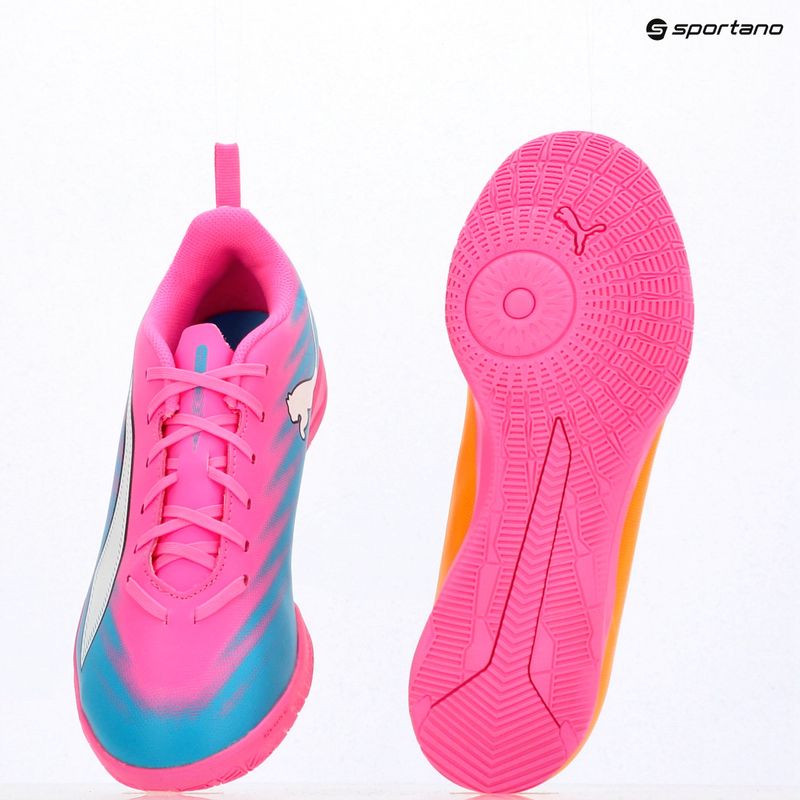 Încălțăminte de fotbal pentru copii PUMA Ultra 6 Play It Jr poison pink/puma wht/sun stream/bright aqua/puma blk 15