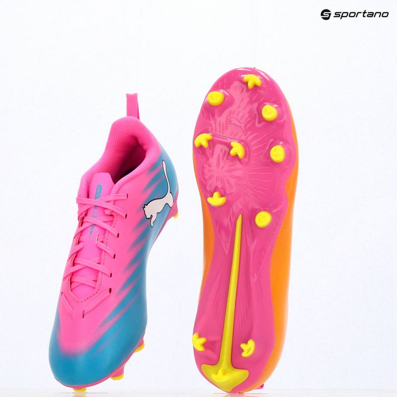 Încălțăminte de fotbal pentru copii PUMA Ultra 6 Play FG/AG Jr poison pink/puma white/sun stream/bright aqua/puma black 16