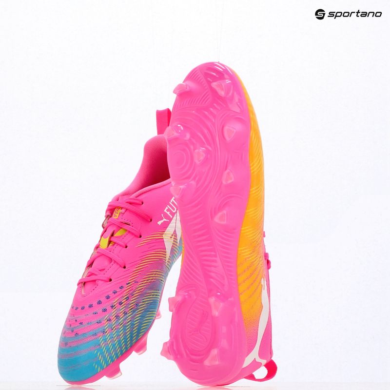 Încălțăminte de fotbal pentru copii PUMA Future 9 Play FG/AG Jr poison pink/puma white/sun stream/bright aqua/puma black 14