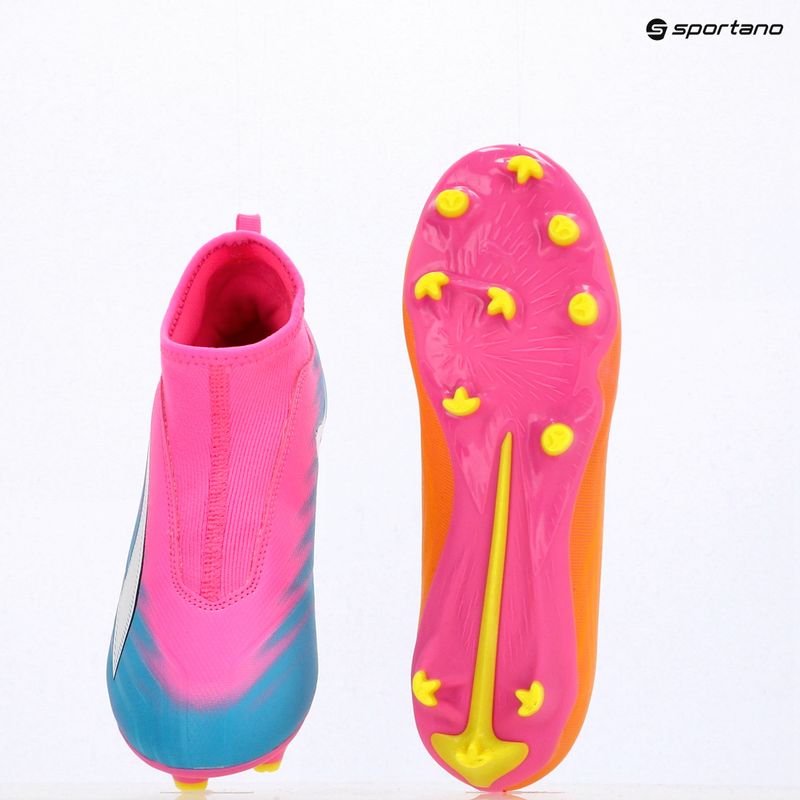 Încălțăminte de fotbal pentru copii PUMA Ultra 6 Match+ LL FG/AG Jr poison pink/puma white/sun stream/bright aqua/puma black 16