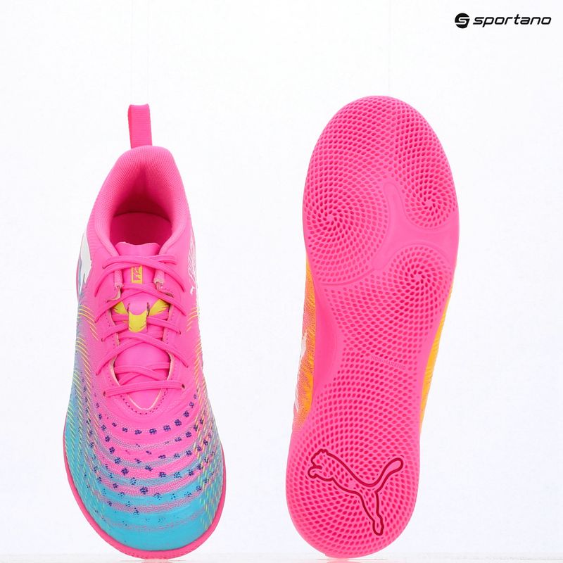 Încălțăminte de fotbal pentru copii PUMA Future 9 Play IT Jr poison pink/puma white/sun stream/bright aqua/puma black 17