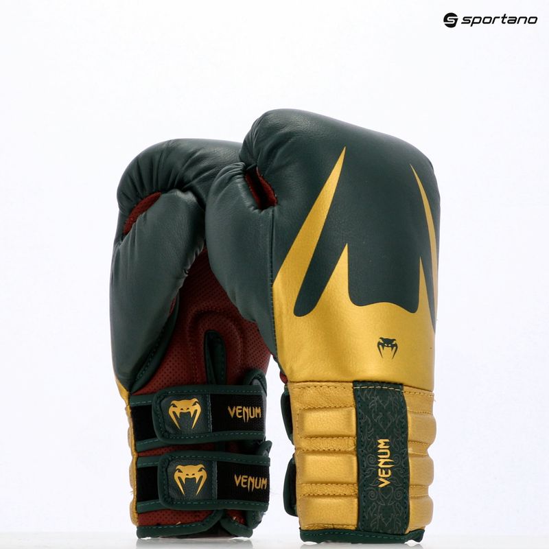 Mănuși de box Venum Reverso Boxing green/gold 9