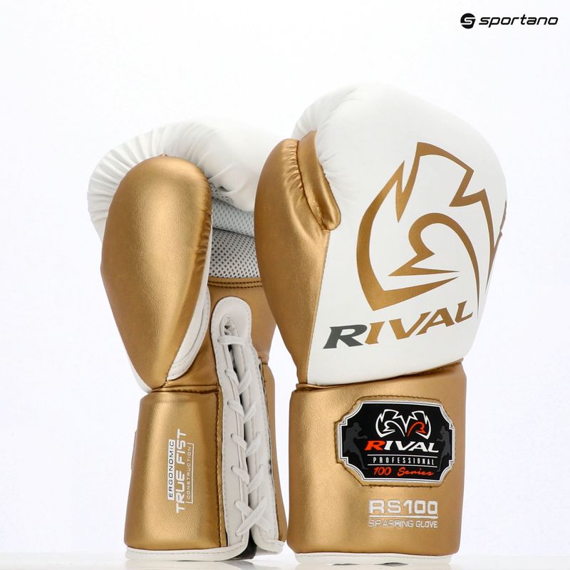 Mănuși de box Rival RS100 Professional white/gold 5