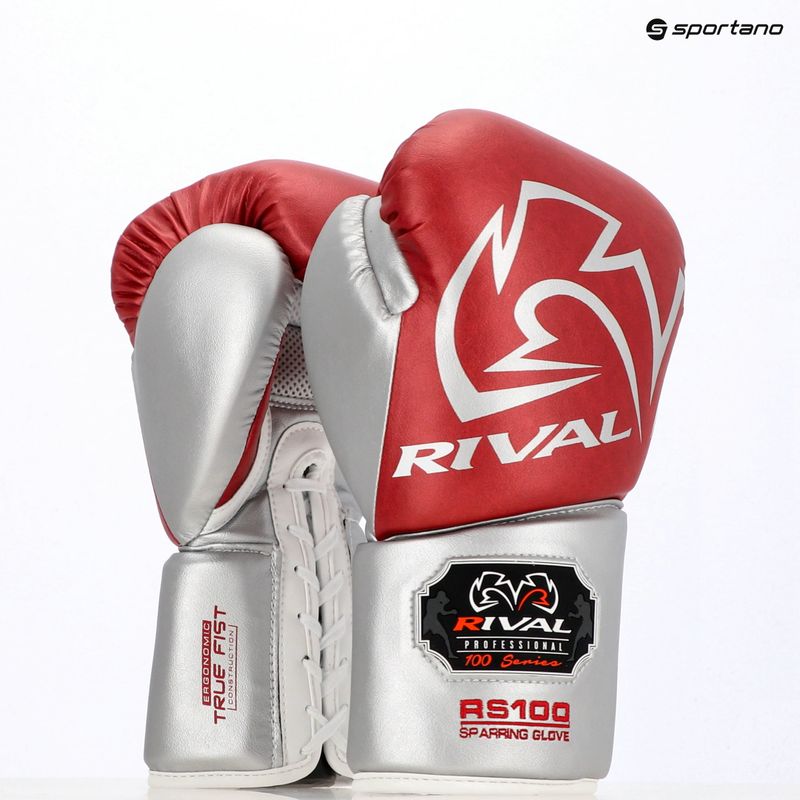 Mănuși de box Rival RS100 Professional red/silver 13