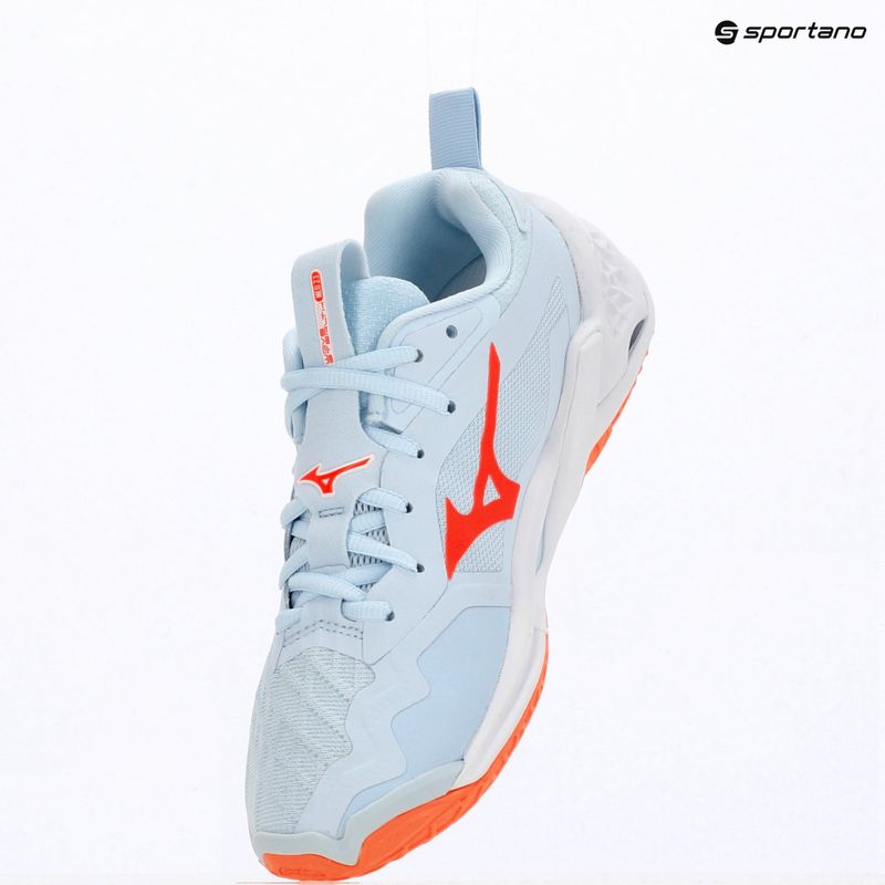 Încălțăminte de handbal pentru femei Mizuno Wave Stealth Neo 2.1 blue finch/lava orange/white 9