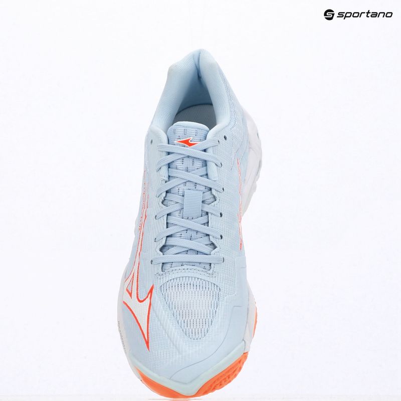 Încălțăminte de volei pentru femei Mizuno Wave Lightning Elite blue finch/white/lava orange 9