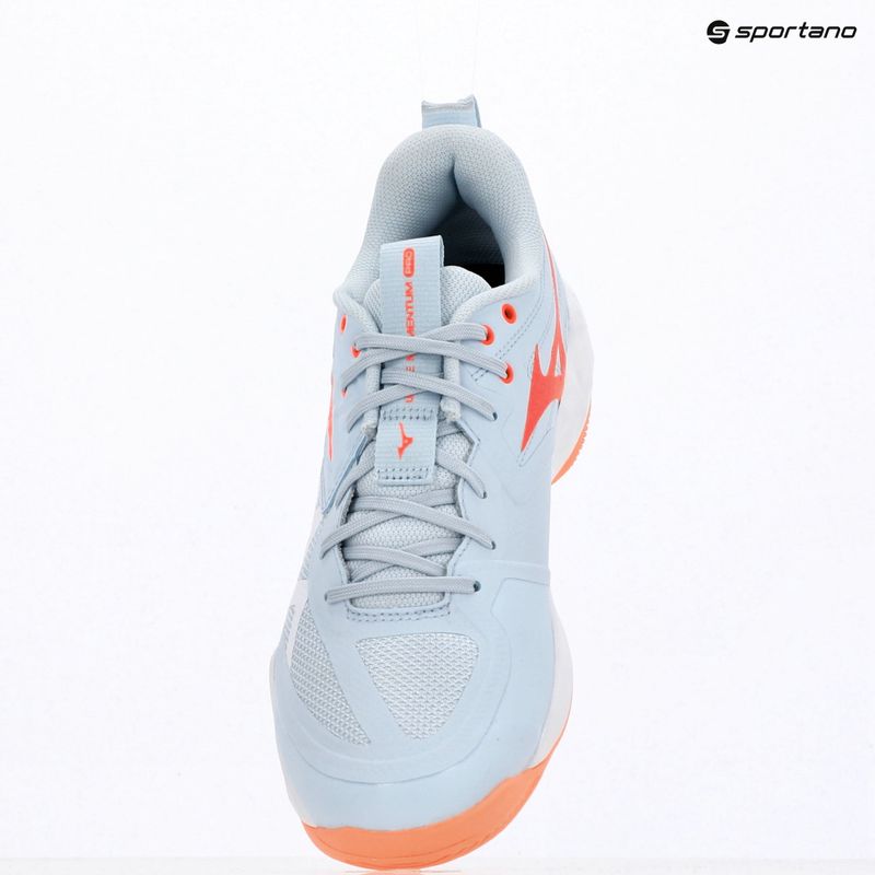 Încălțăminte de volei pentru femei Mizuno Wave Momentum Pro blue finch/lava orange/flamingo coral 9