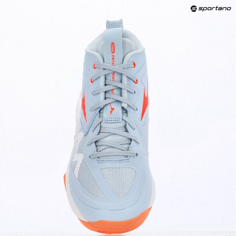Încălțăminte de volei pentru femei Mizuno Wave Momentum Pro Mid blue finch/lava orange/flamingo coral 15