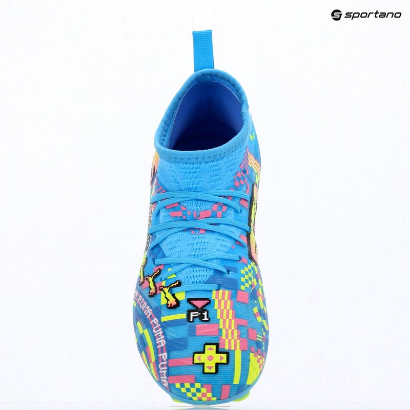 Încălțăminte de fotbal pentru copii PUMA Future 9 Match Advanced Level FG/AG Jr puma white/blue glimmer/pink glimmer/yellow alert 16