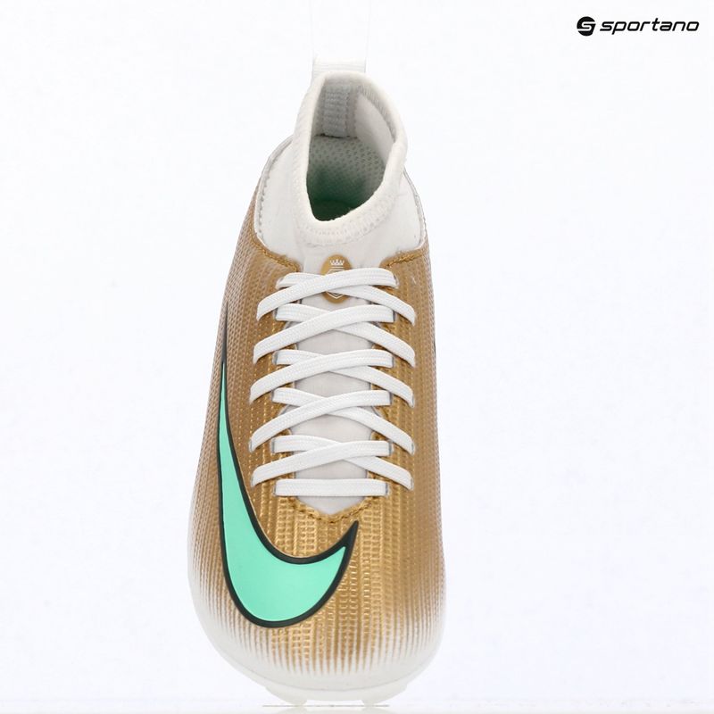 Încălțăminte de fotbal pentru copii Nike Jr. Mercurial Superfly 11 Club "Kylian Mbappé" metallic gold/green glow 17