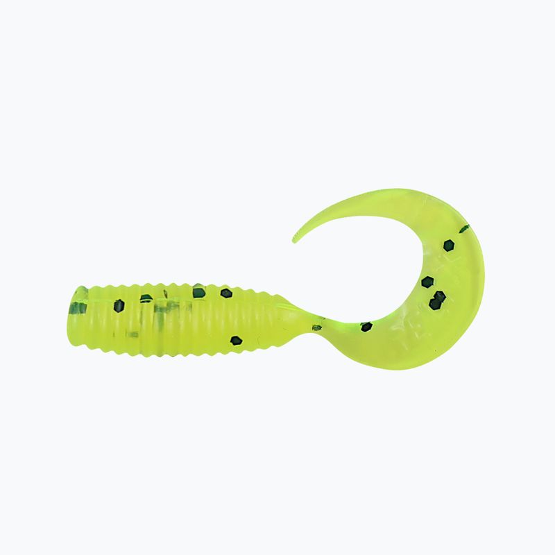 Momeală moale Relax Twister VR1 Standard 8 buc. Chartreuse / Sclipici negru VR1-TS