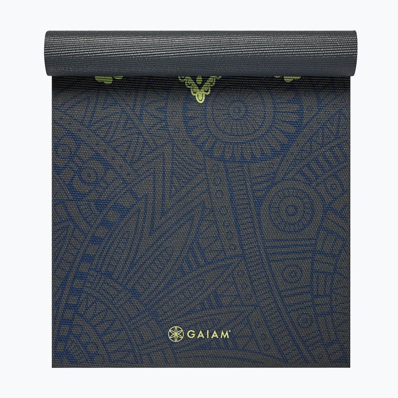 Covoraș de yoga Gaiam Premium Sundial Layers 6 mm black/navy/yellow 2