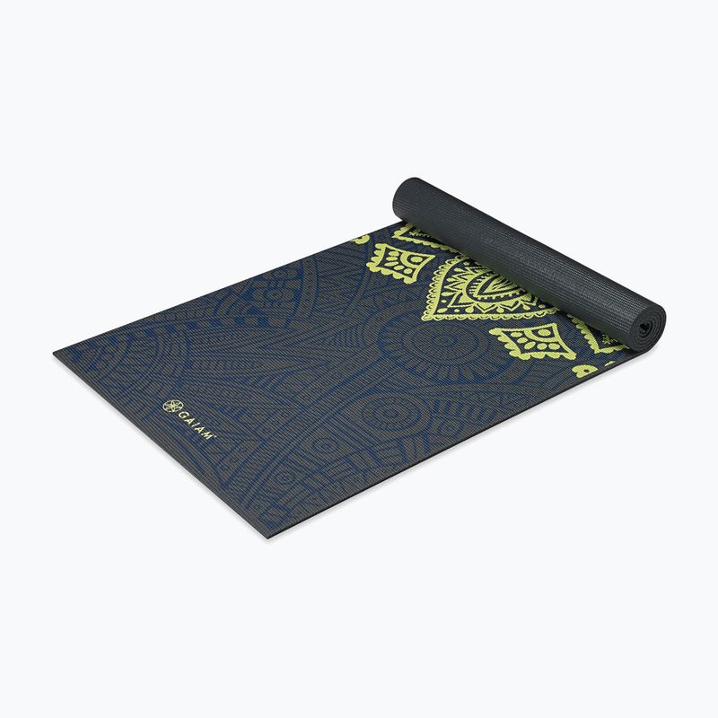 Covoraș de yoga Gaiam Premium Sundial Layers 6 mm black/navy/yellow 3