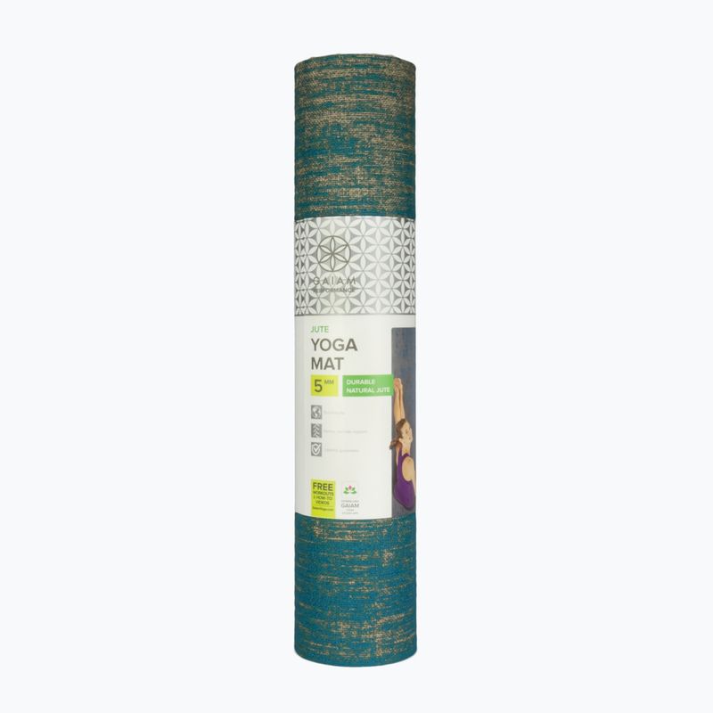 Covoraș de yoga Gaiam Jute 6 mm blue 6