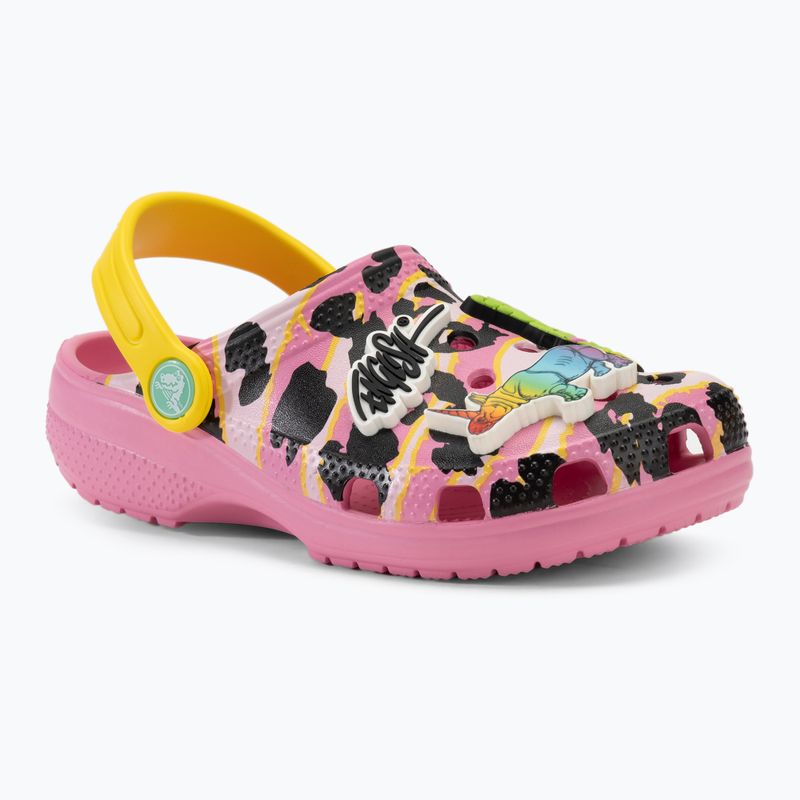 Papuci pentru copii  Crocs Ron English Party Animals Classic Clog Kids pink lemonade/multi 4