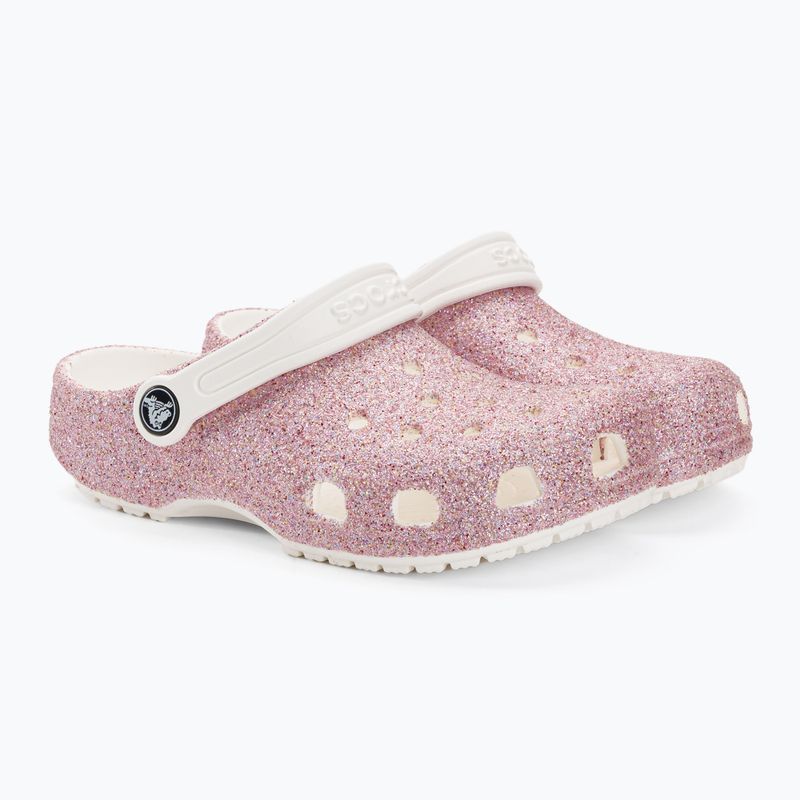 Șlapi pentru copii Crocs Classic Glitter Clog alb/curcubeu pentru copii 6