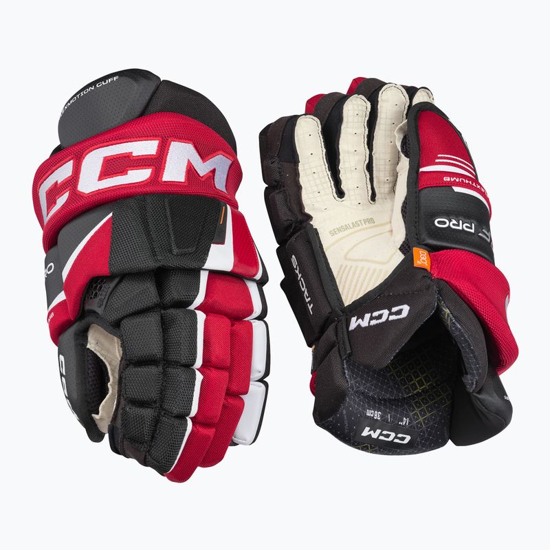 Mănuși de hochei CCM Tacks XF Pro SR black/red/white 2