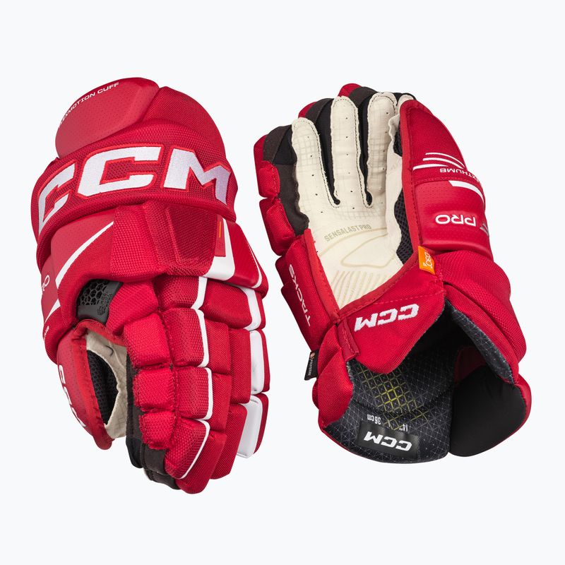 Mănuși de hochei CCM Tacks XF Pro SR red/white 2