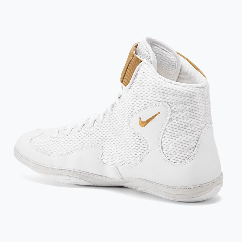 Încălțăminte de wrestling pentru bărbați Nike Inflict 3 white/metallic gold 3