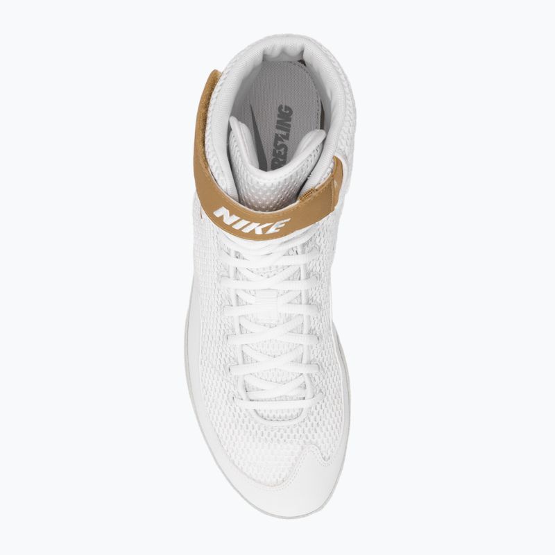 Încălțăminte de wrestling pentru bărbați Nike Inflict 3 white/metallic gold 5