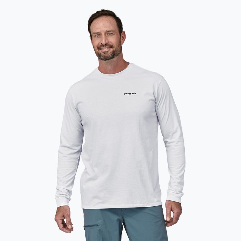 Longsleeve pentru bărbați Patagonia P-6 Logo Responsibili white