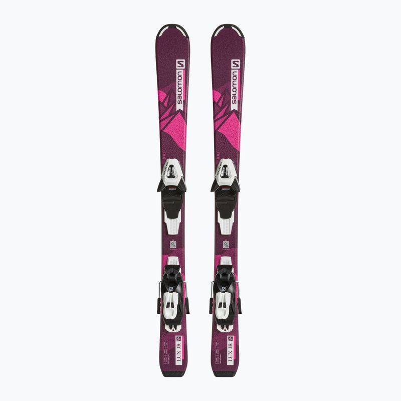 Schiuri de coborâre pentru copii Salomon Lux Jr S + C5 bordeau/pink