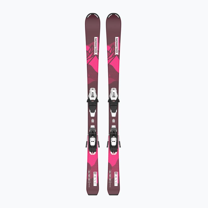 Schiuri de coborâre pentru copii Salomon Lux Jr S + C5 bordeau/pink 6