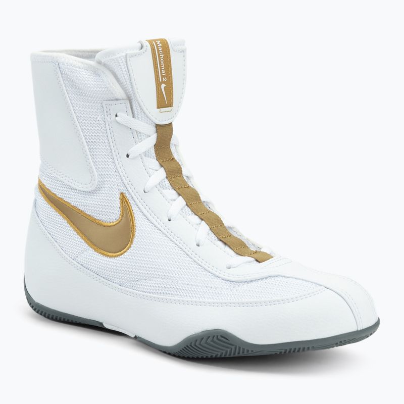 Nike Machomai alb și auriu pantofi de box 321819-170