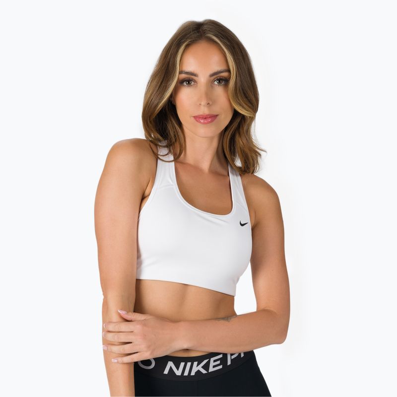 Sutien de fitness Nike Dri-FIT Swoosh alb BV3630-100