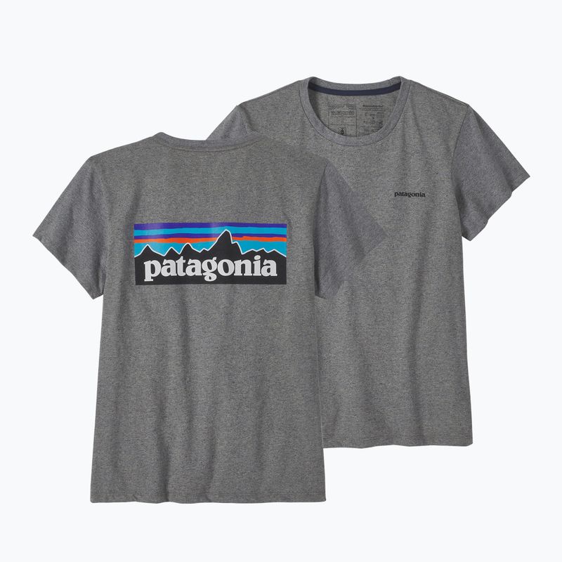 Femeie Patagonia P-6 Logo Responsibili-Tee de trekking de tip gravel heather pentru femei 3