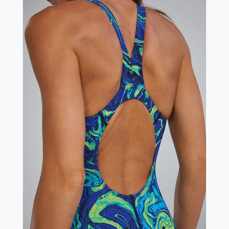 Costum de baie întreg pentru femei TYR Thresher Open Back Hyperblitz blue/green 6