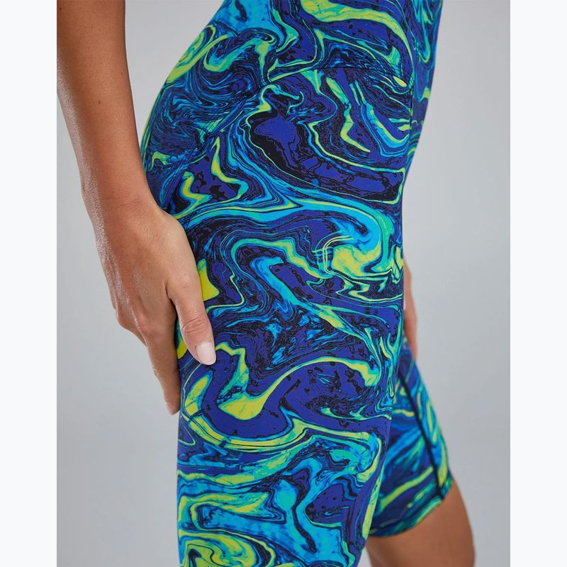 Costum de baie întreg pentru femei TYR Thresher Open Back Hyperblitz blue/green 8
