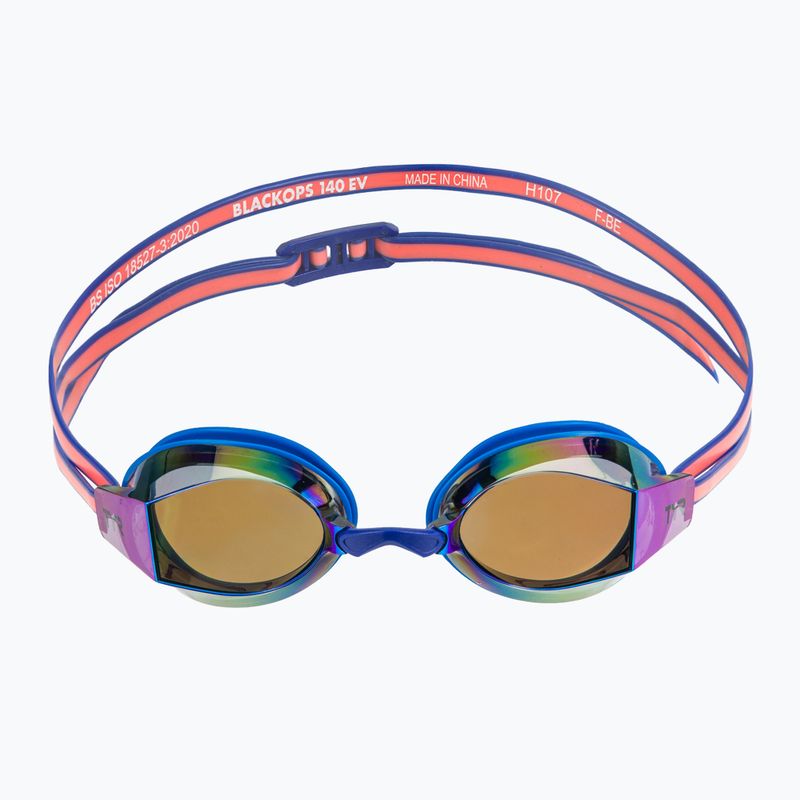 Ochelari de înot pentru femei TYR Blackops 140 Ev Racing Mirrored blue/coral 2