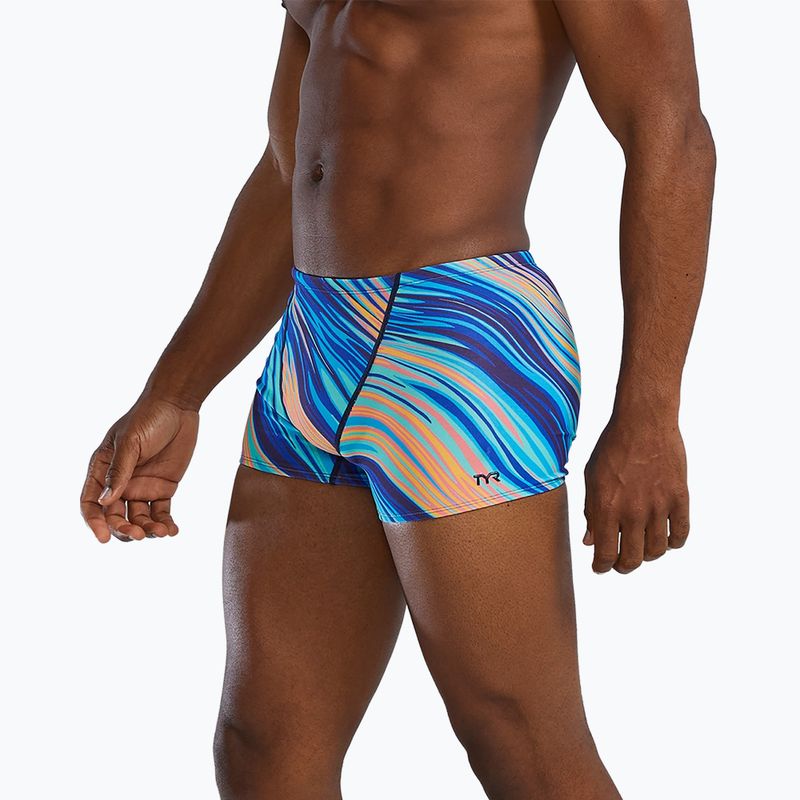Boxeri de înot pentru bărbați TYR Durafast Elite Riptidal Square Leg teal/orange 3