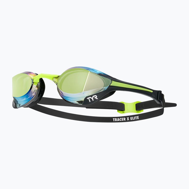 Ochelari de înot TYR Tracer-X Elite Racing Mirrored black/lime