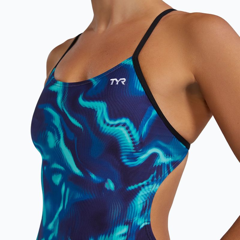 Costum de baie întreg pentru femei Tyr Durafast Elite Waveform Cutoutfit blue/green 7