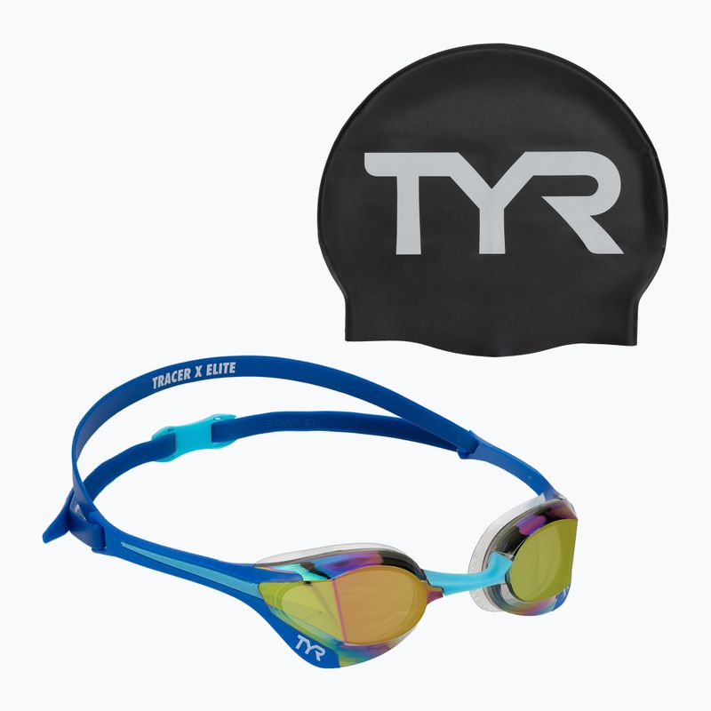 Ochelari înot TYR Tracer-X Elite Racing Mirrored blue/turquoise