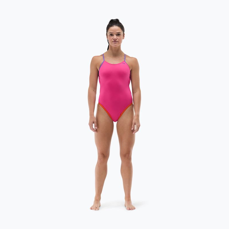 Costum de baie întreg pentru femei Tyr Multistrap Cutoutfit Durafast Elite pink/multi 2