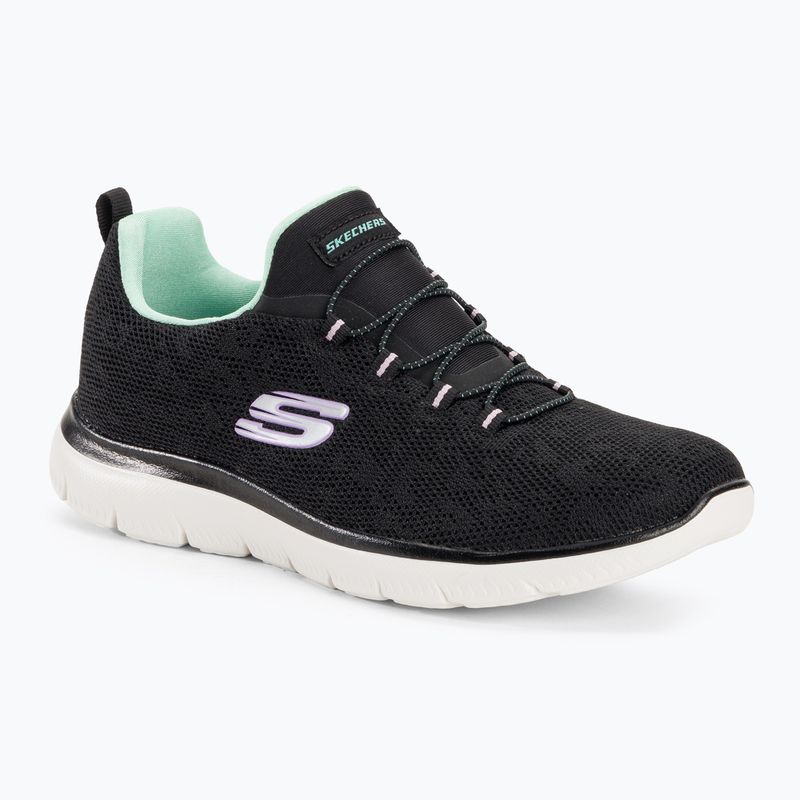 Pantofi de antrenament pentru femei SKECHERS Summits Leopard Spot negru/aqua