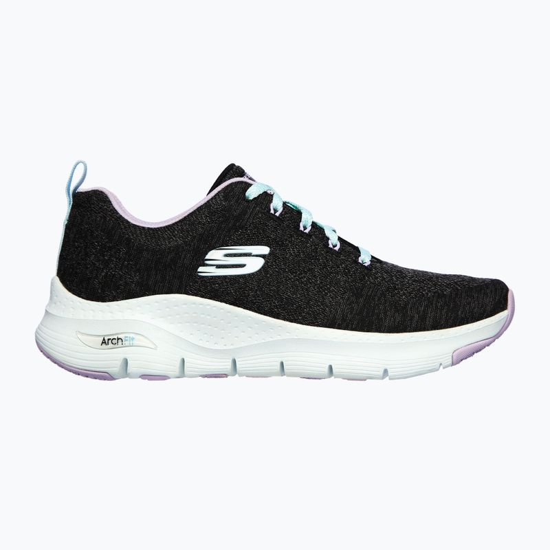 Pantofi de antrenament pentru femei SKECHERS Arch Fit Comfy Wave negru/lavandă 8