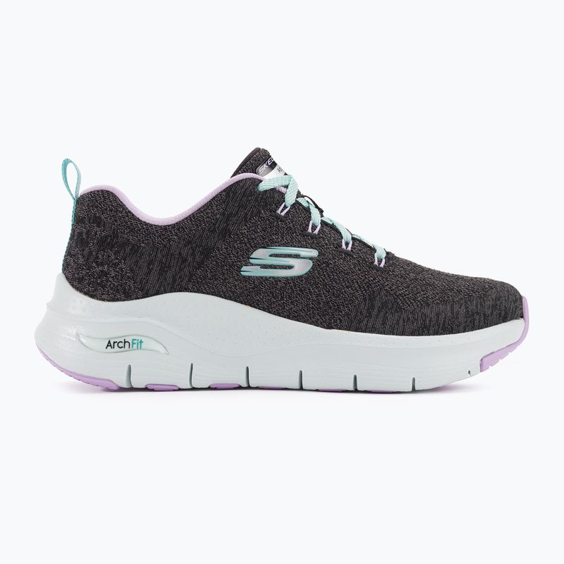 Pantofi de antrenament pentru femei SKECHERS Arch Fit Comfy Wave negru/lavandă 2