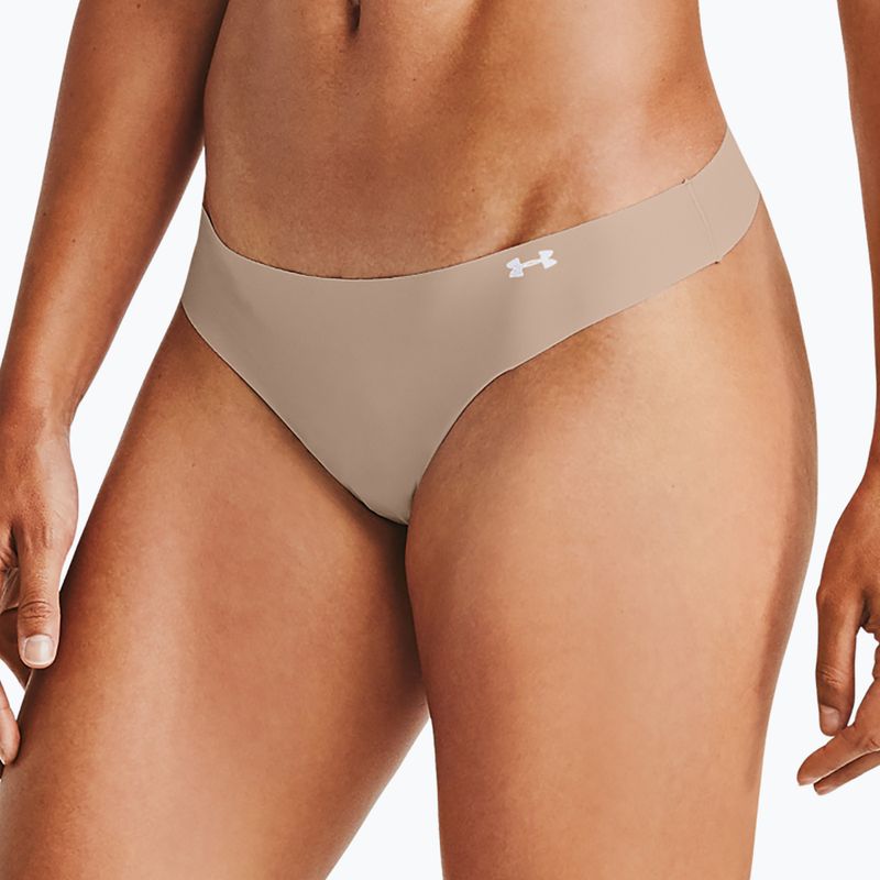 Under Armour Ps Thong chiloți pentru femei 3 bucăți negru/bej/grafit 2